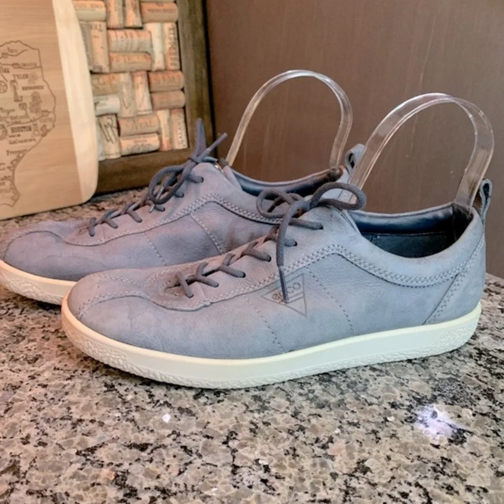 Ecco Soft 1 Retro Blue Leather Sneakers Size 8